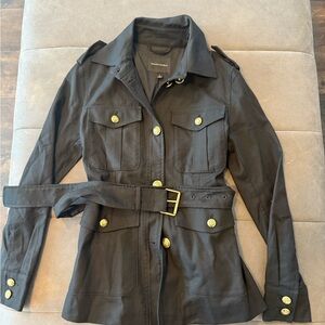 Banana Republic Black Trench Coat with Gold Buttons